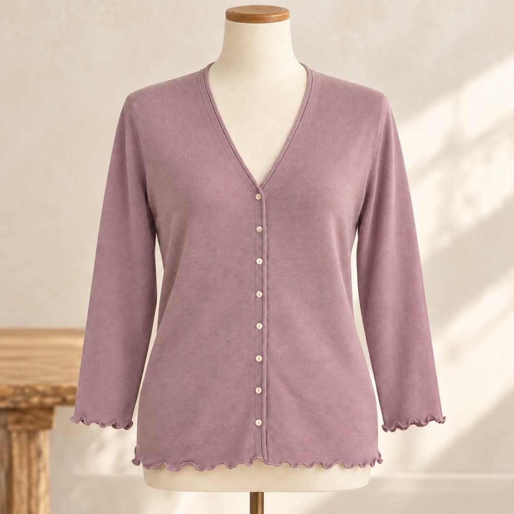 J. Jill NWT Cashmere Cardigan M Lavender Lettuce Hem Soft Quiet Luxury Layering